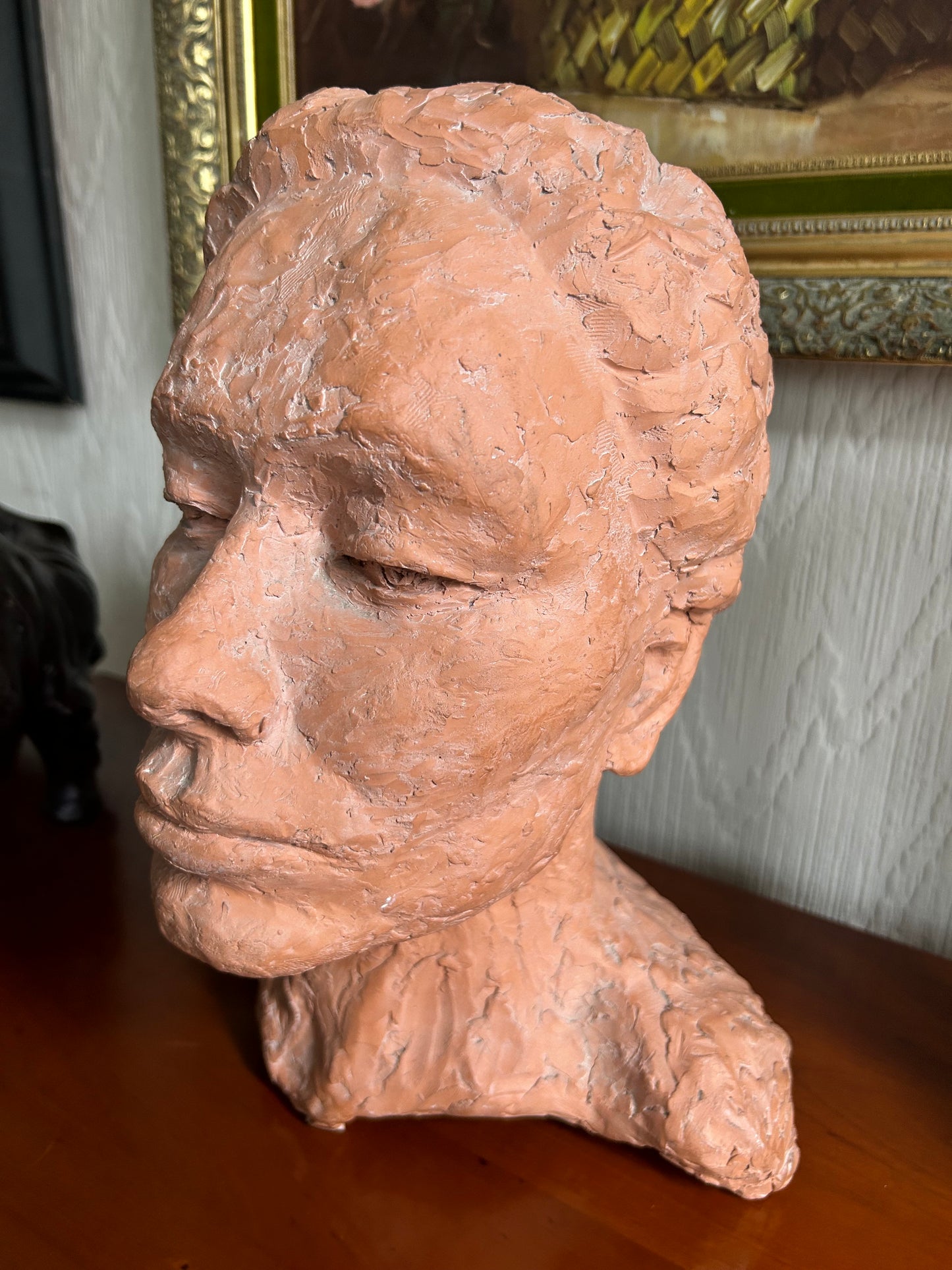 Sculpture Bust Of A Woman Unique One Of A Kind Terracotta Portrait Bust Of An Unknown Woman. Beautiful unique decorative figure