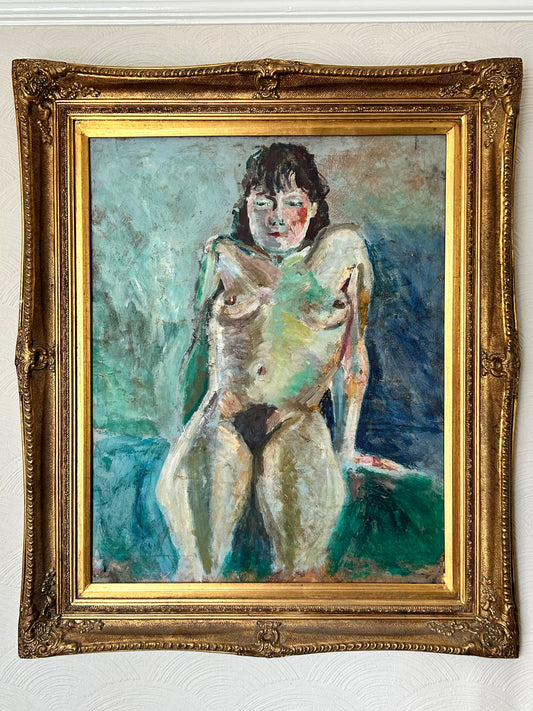 Female Nude Painting Original Art Large Oil On Board Mid Century Bloomsbury Manner