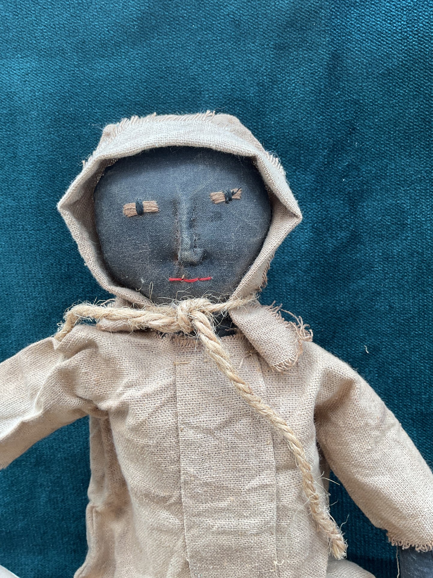 Antique American Folk Art Rag Doll with Goose | Primitive Americana Cloth Toy