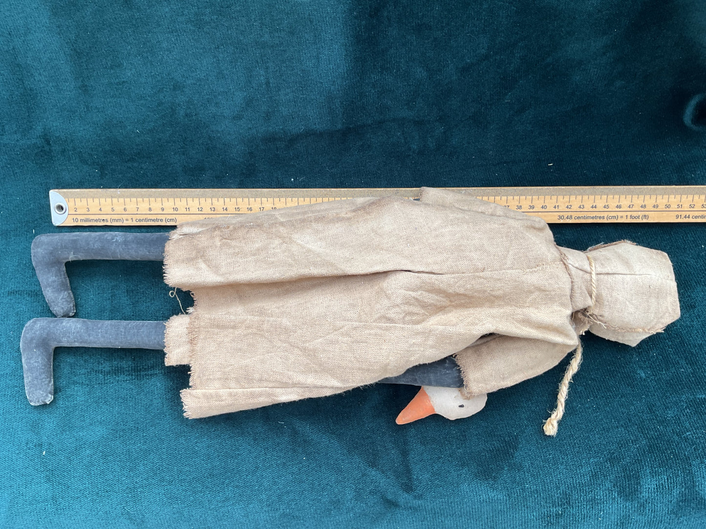 Antique American Folk Art Rag Doll with Goose | Primitive Americana Cloth Toy