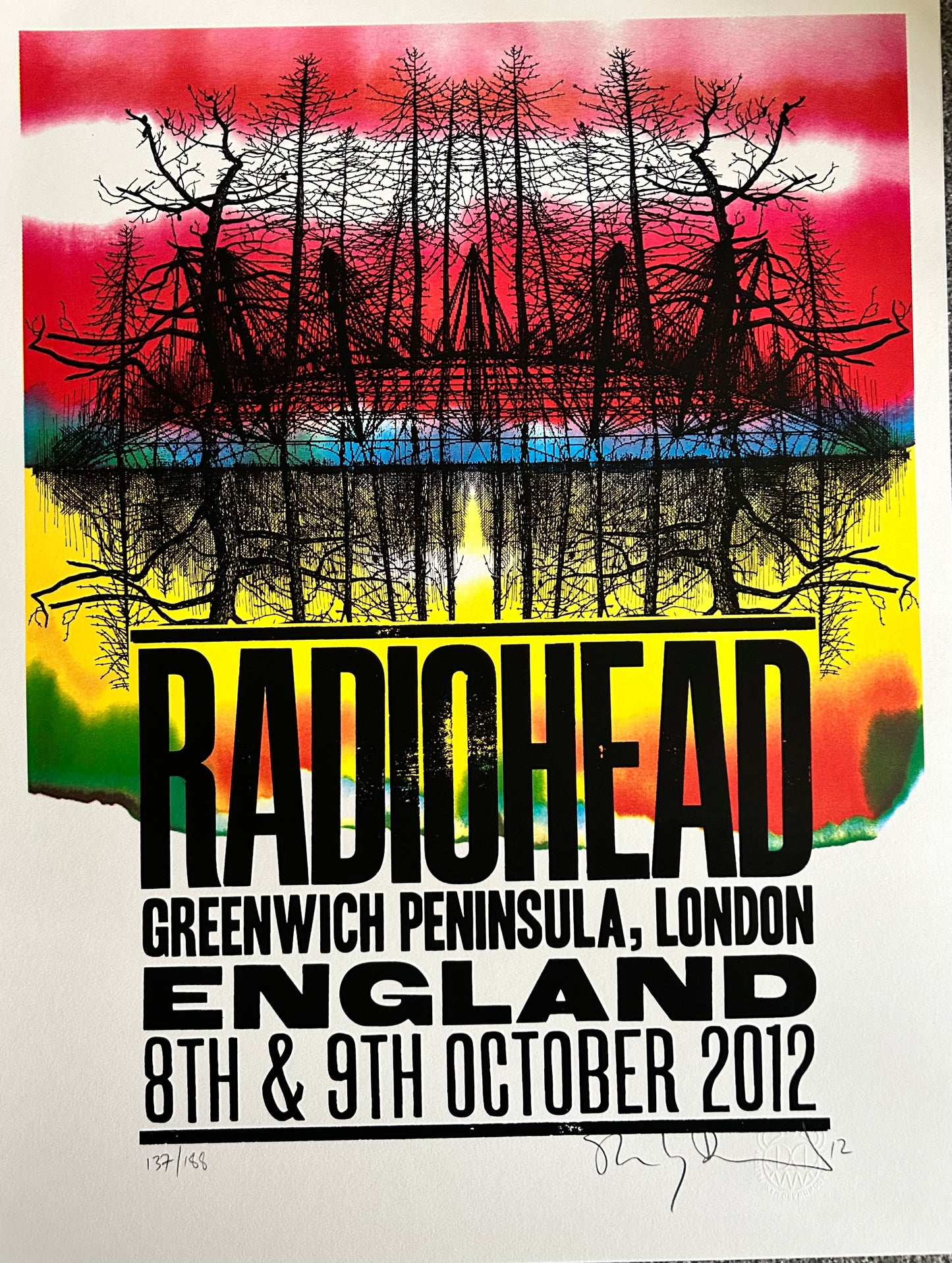 Stanley Donwood Original Radiohead Tour Poster Screen print Hand Signed and Numbered Limited Edition Print With Signed COA