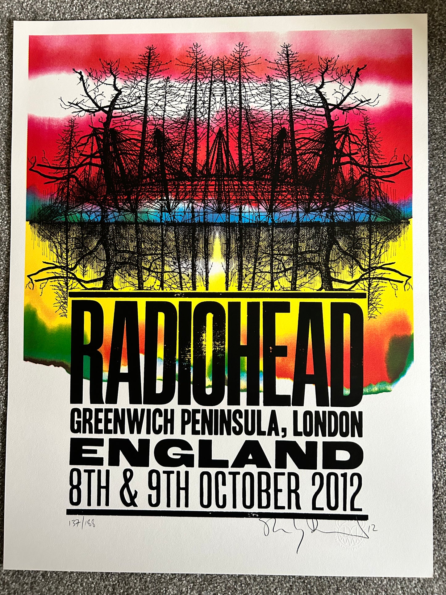 Stanley Donwood Original Radiohead Tour Poster Screen print Hand Signed and Numbered Limited Edition Print With Signed COA