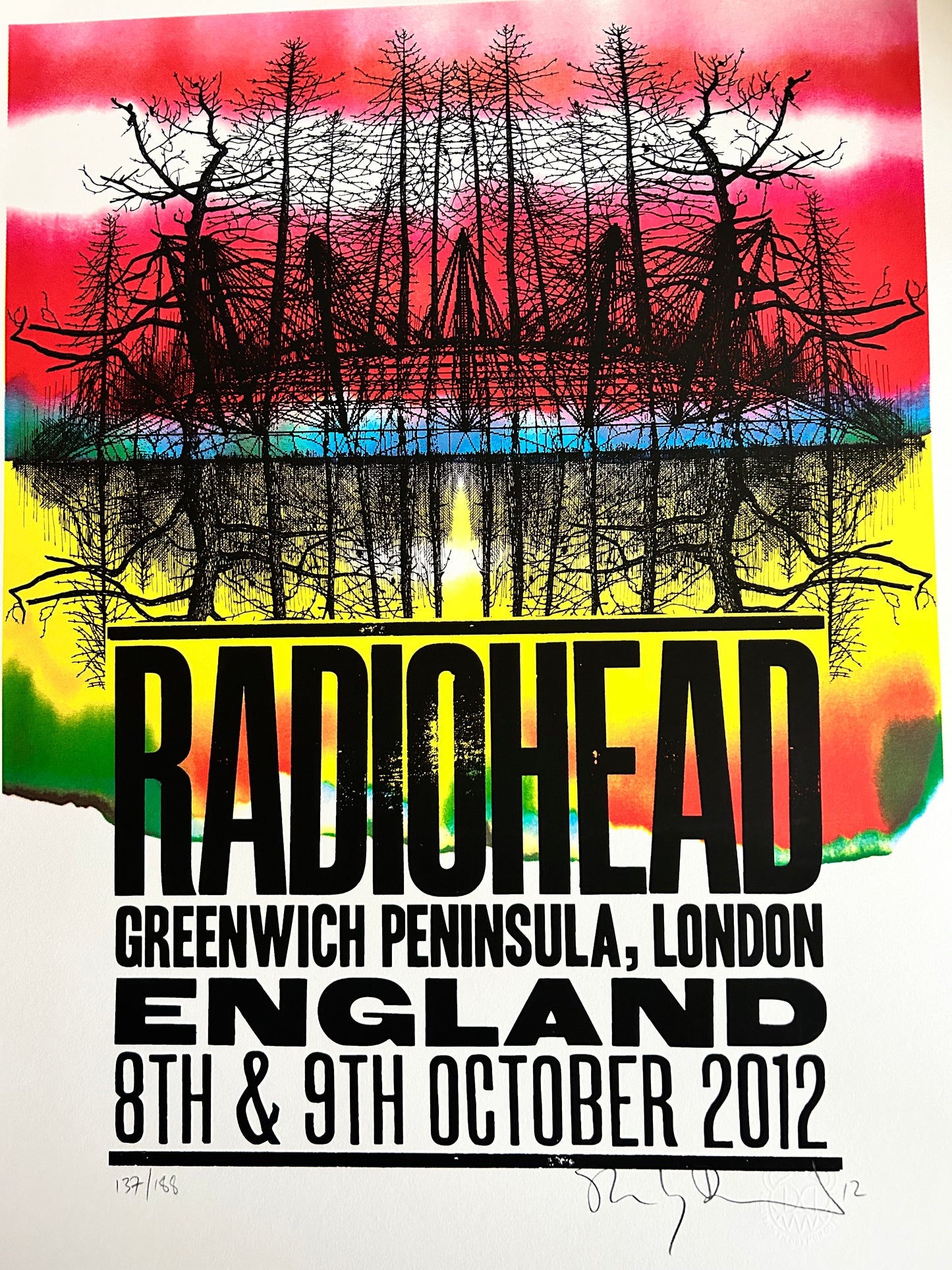 Stanley Donwood Original Radiohead Tour Poster Screen print Hand Signed and Numbered Limited Edition Print With Signed COA