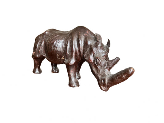 Liberty Of London Vintage Leather Rhino Small Decorative Leather Animal In Manner Of Omersa