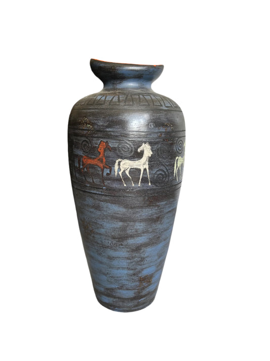 Hans Welling For Ceramano West Germany The Pergamon XXL Floor Vase With Ancient Greek Inspired Horse Decoration