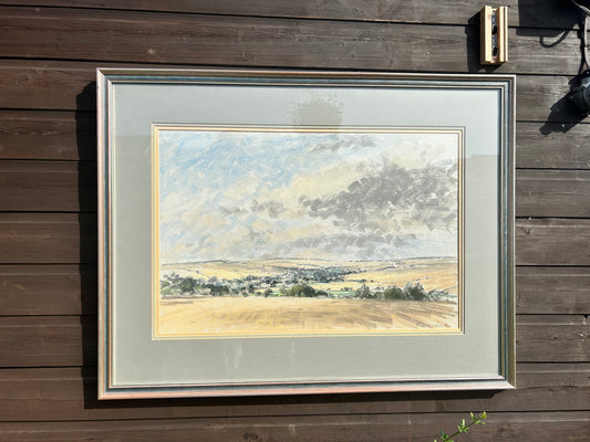 Vintage Pastel Landscape by James Longueville, P.S., A.R.B.S.A | Late 20th Century Original Art | Framed Rural Scene | Large Pastel on Paper