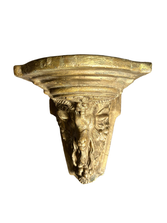 Victorian Goats Head Plaster Corbel Display Shelf Gilded Wall Hanging Plaque