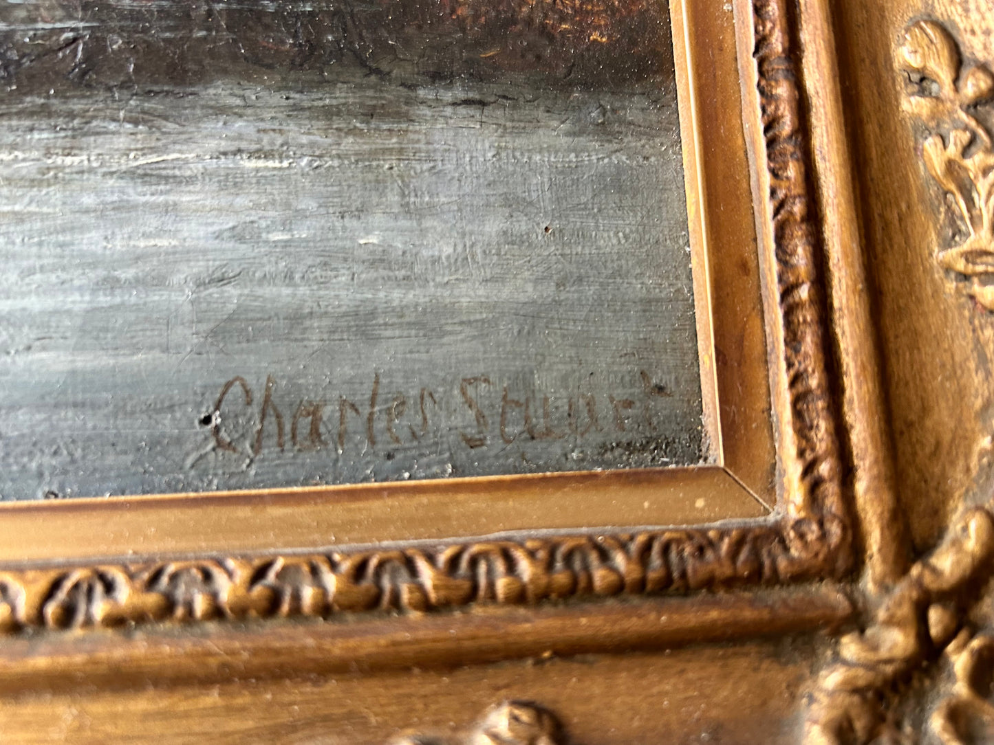 Antique Victorian Oil Painting – Charles Stuart Landscape Art, Royal Academy 1892