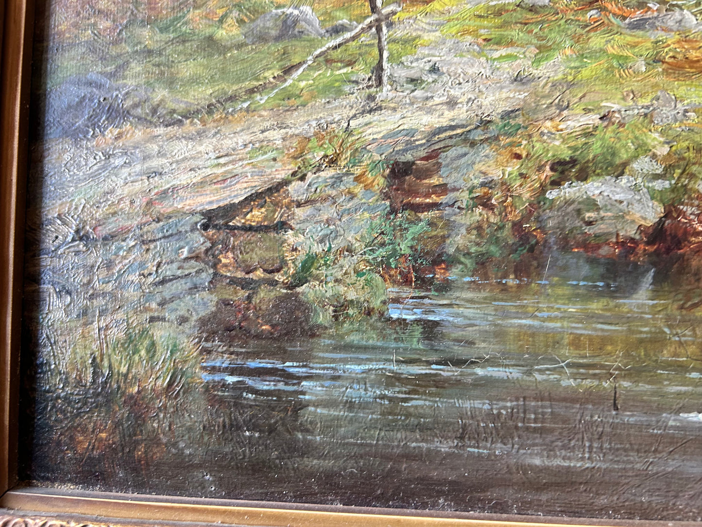 Antique Victorian Oil Painting – Charles Stuart Landscape Art, Royal Academy 1892