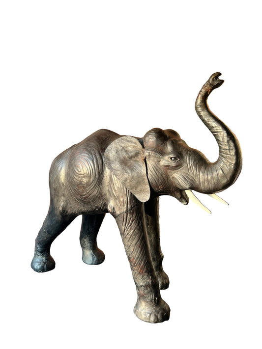 Liberty Leather Elephant: Mid-Century Large Modern Animal Display