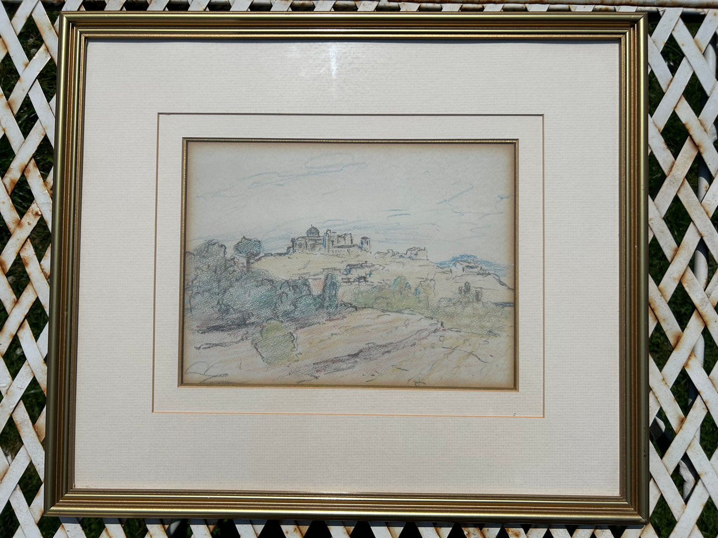 Herbert Hughes Stanton RA (1870–1937) Original Sketchbook Drawing – Spanish Countryside Scene, Pastel & Pencil on Paper, COA Included Framed