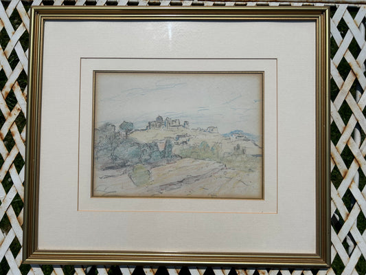 Herbert Hughes Stanton RA (1870–1937) Original Sketchbook Drawing – Spanish Countryside Scene, Pastel & Pencil on Paper, COA Included Framed