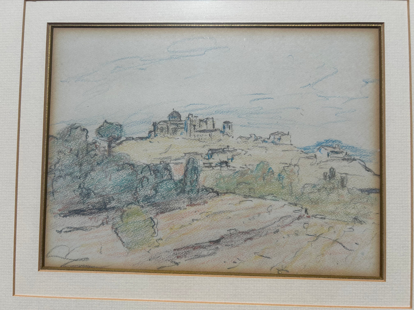 Herbert Hughes Stanton RA (1870–1937) Original Sketchbook Drawing – Spanish Countryside Scene, Pastel & Pencil on Paper, COA Included Framed