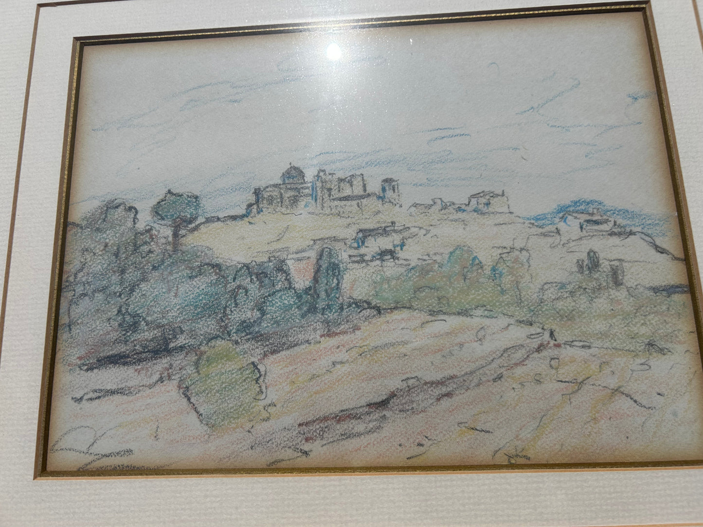 Herbert Hughes Stanton RA (1870–1937) Original Sketchbook Drawing – Spanish Countryside Scene, Pastel & Pencil on Paper, COA Included Framed