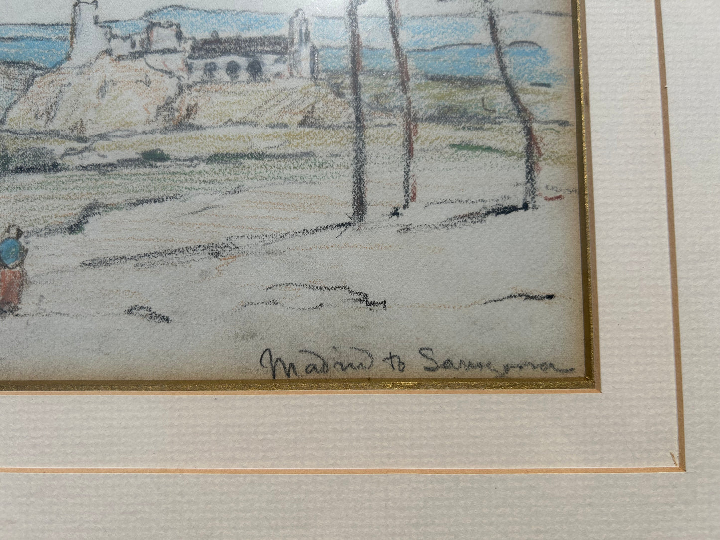 Herbert Hughes Stanton RA (1870–1937) Original Sketchbook Drawing – Spanish Countryside Scene, Pastel & Pencil on Paper, COA Included Framed