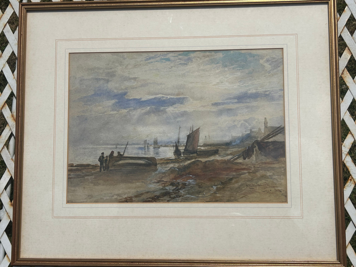 Alexander Ballingall Watercolour Painting “Largo Shore” Antique Scottish Coastal Seascape Framed Original c.1900
