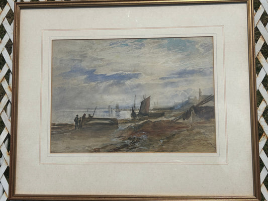 Alexander Ballingall Watercolour Painting “Largo Shore” Antique Scottish Coastal Seascape Framed Original c.1900