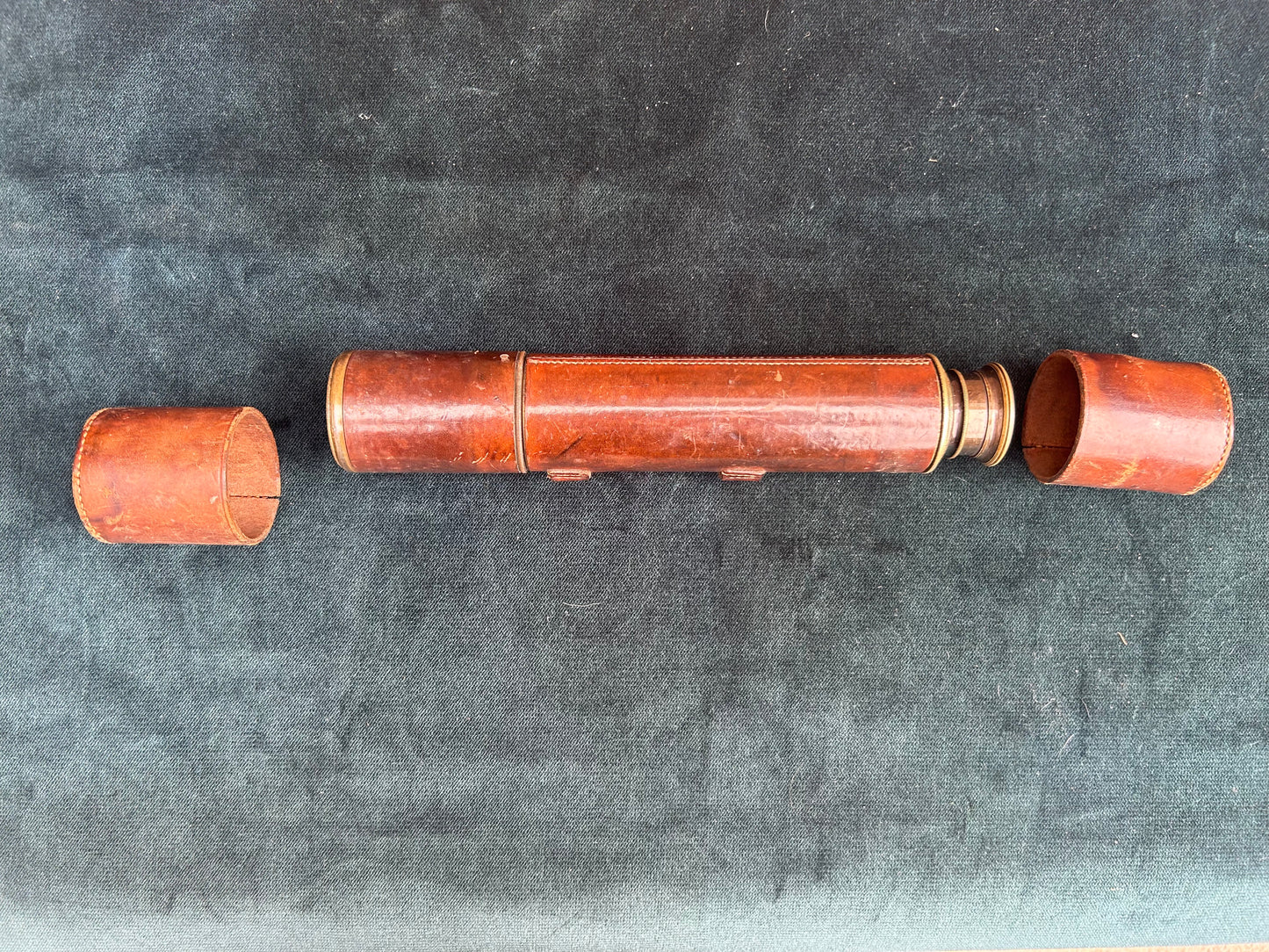 Broadhurst Clarkson & Co Vintage Brass and Leather Telescope 4 Draw Antique