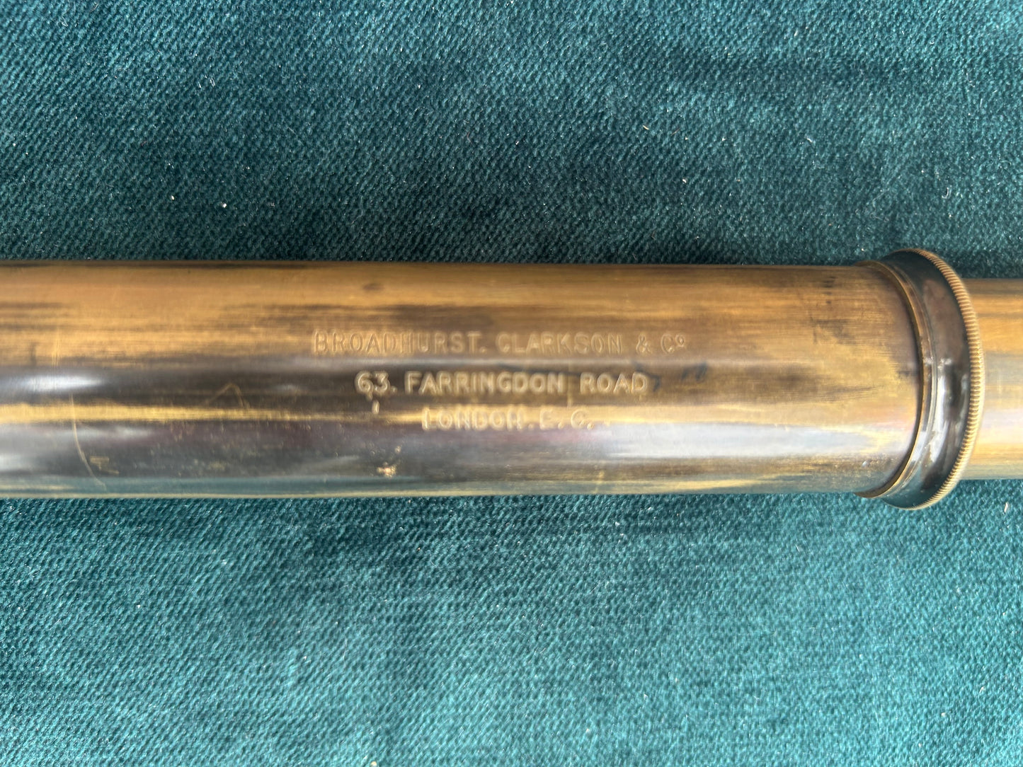 Broadhurst Clarkson & Co Vintage Brass and Leather Telescope 4 Draw Antique