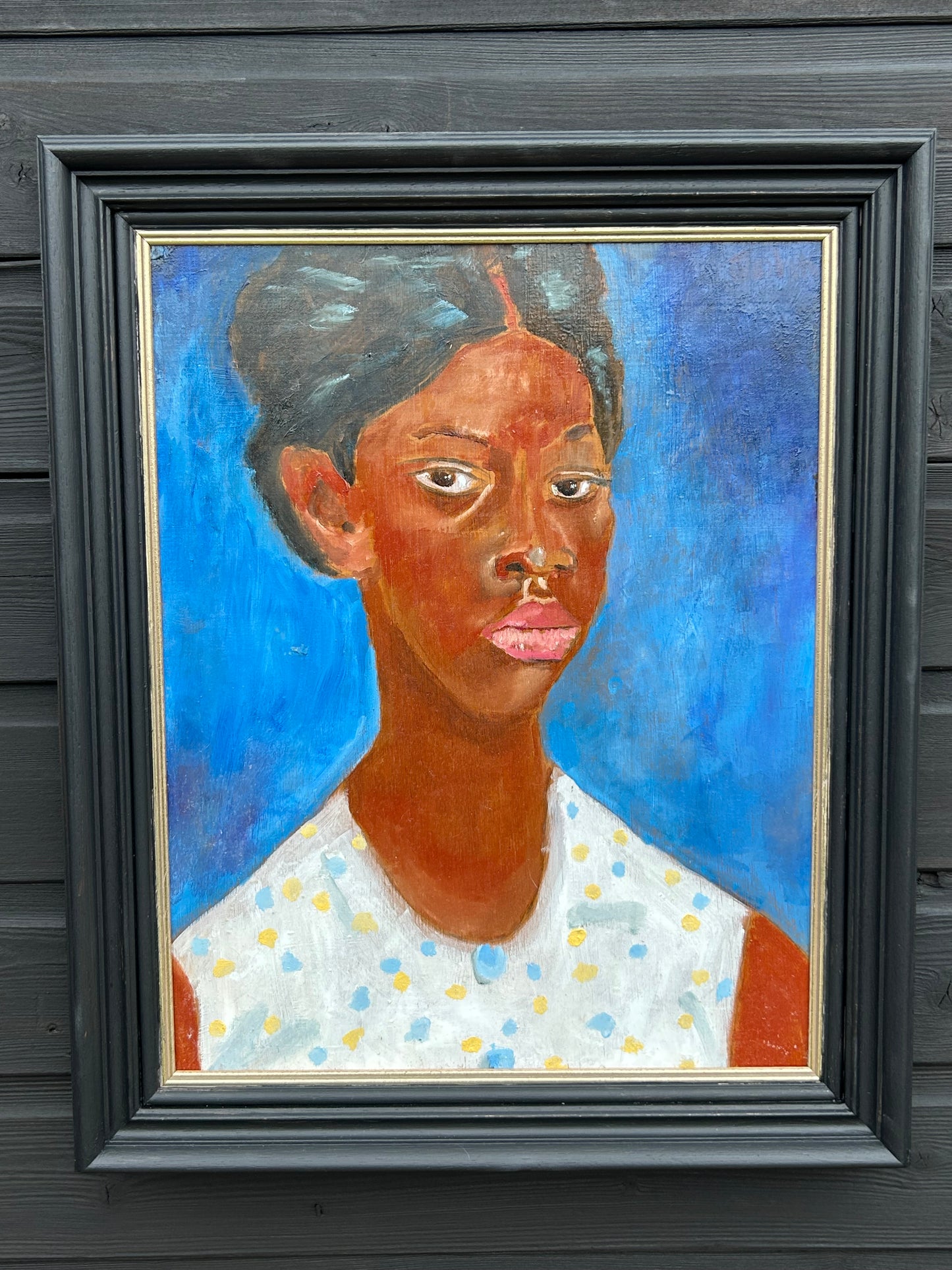 Original Oil Portrait After Augustus John Jamaican Girl Signed John Vintage Modernist Painting