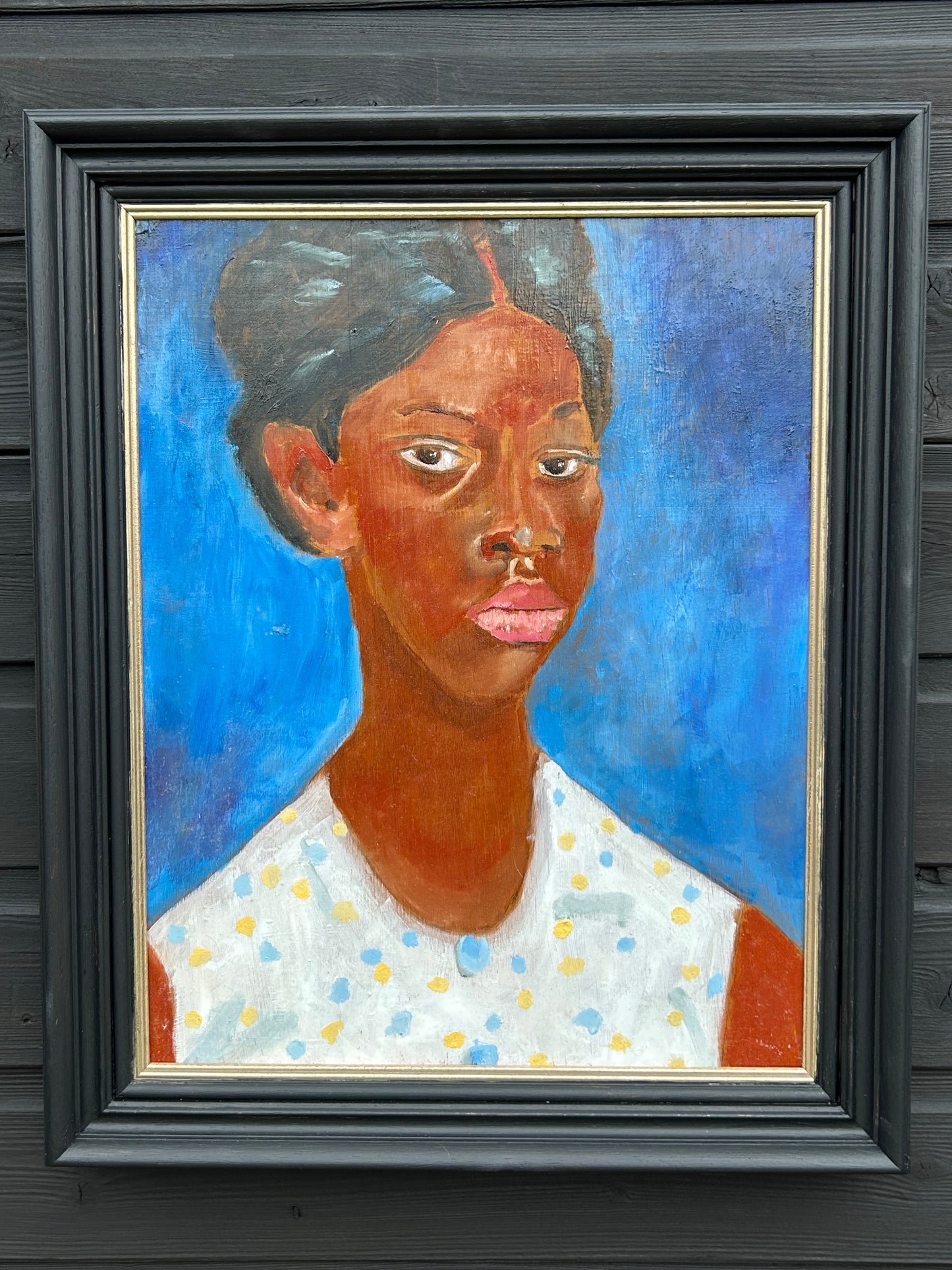 Original Oil Portrait After Augustus John Jamaican Girl Signed John Vintage Modernist Painting