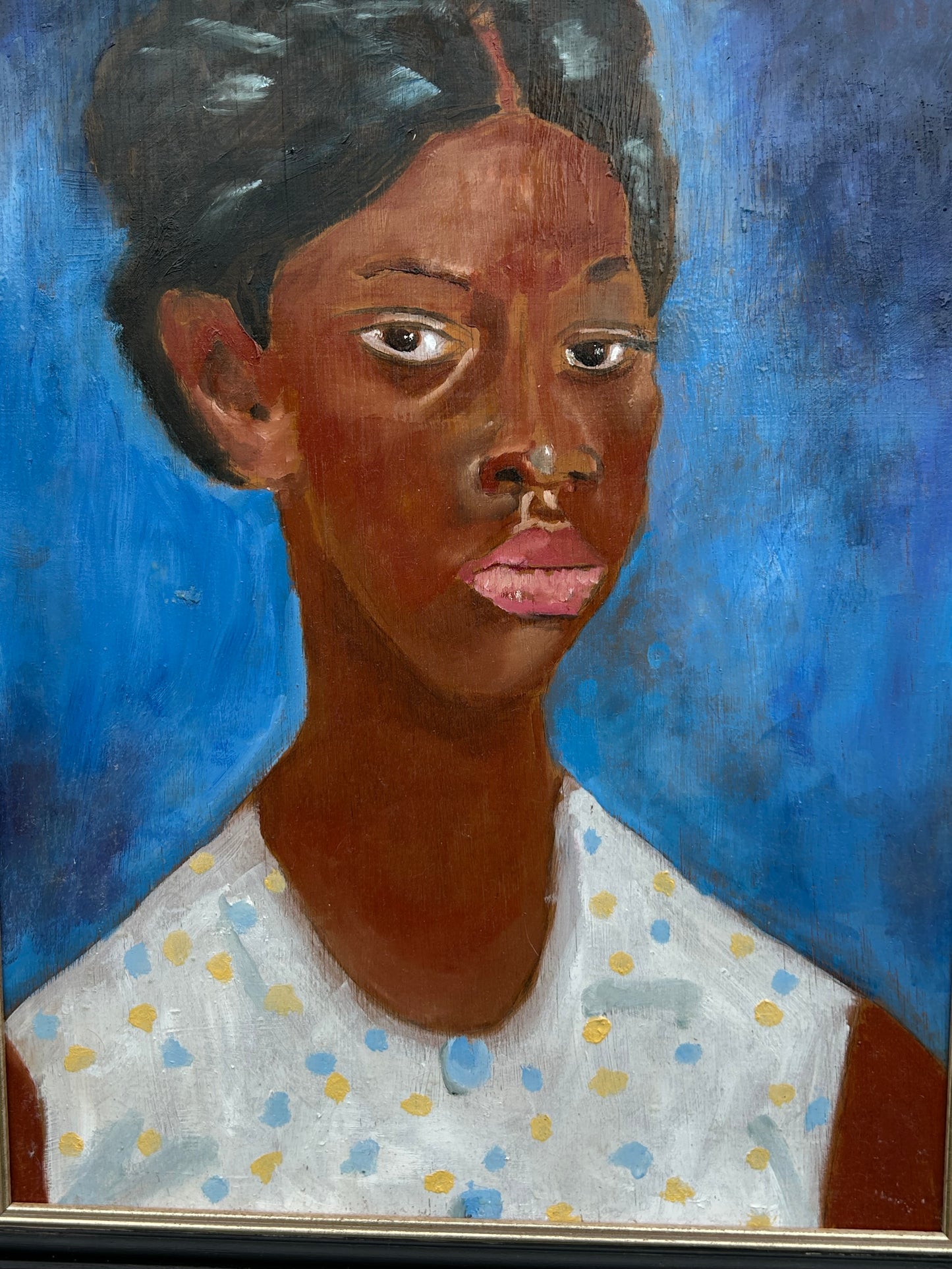 Original Oil Portrait After Augustus John Jamaican Girl Signed John Vintage Modernist Painting