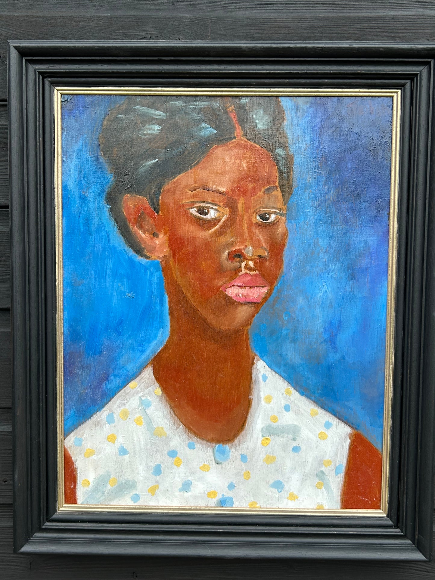 Original Oil Portrait After Augustus John Jamaican Girl Signed John Vintage Modernist Painting