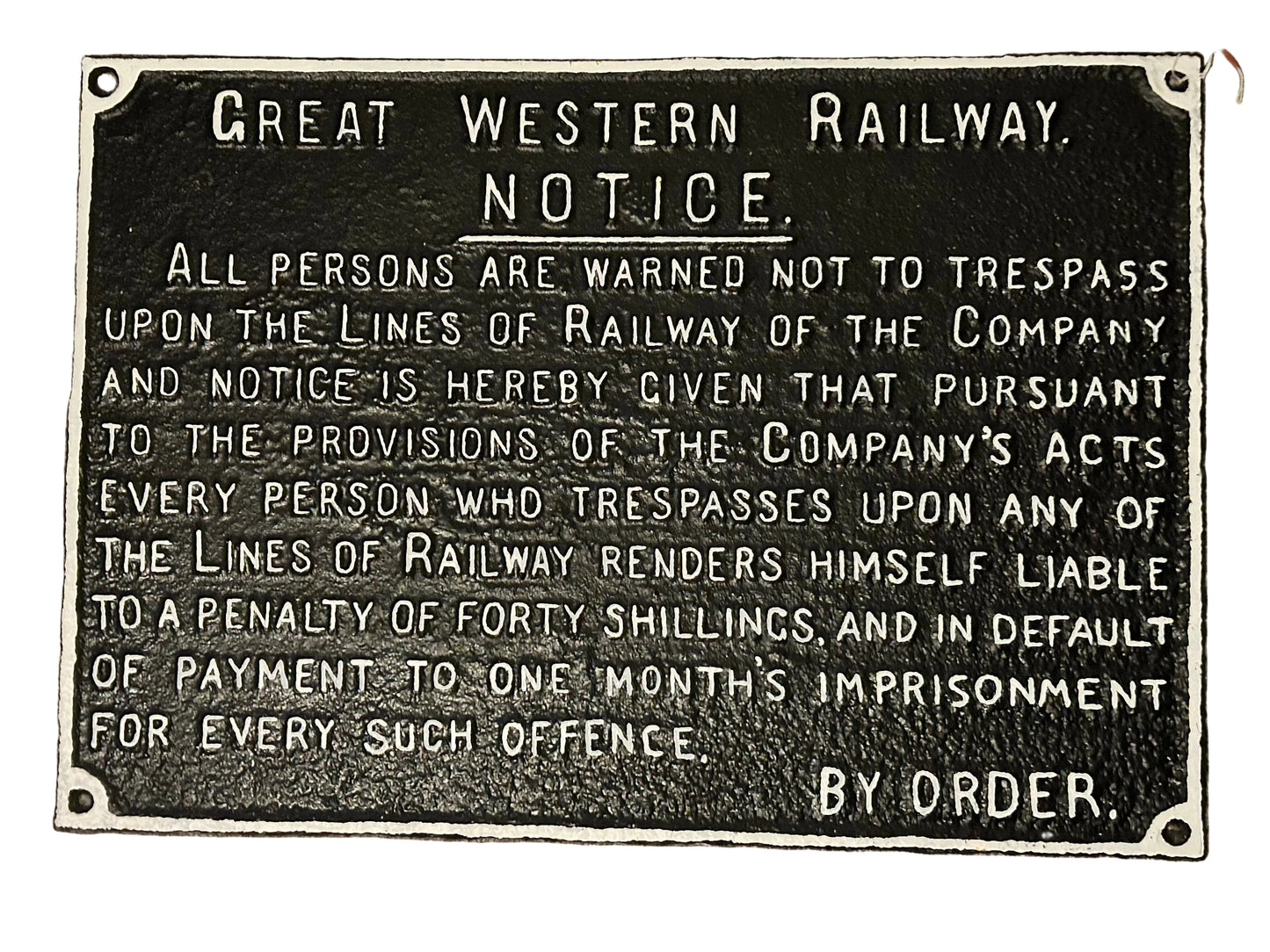 Vintage Western Railway Cast Iron Sign, Early 20th Century