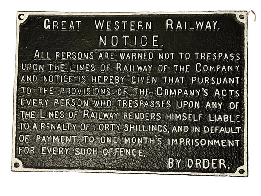Vintage Western Railway Cast Iron Sign, Early 20th Century