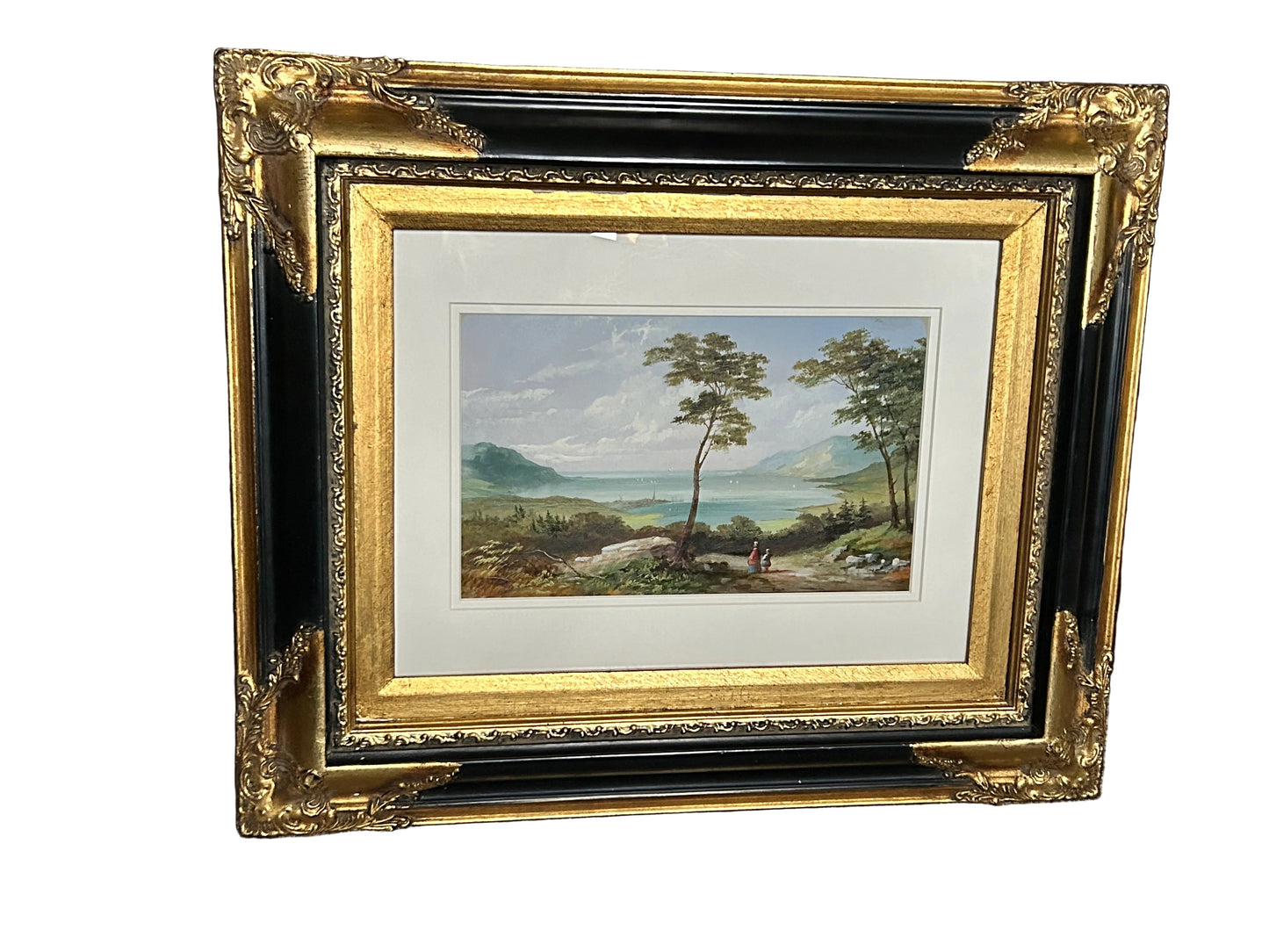 19th Century Irish Gouache Landscape Circle of James Arthur O Connor (1792–1847) View on Lough Ree, Co. Roscommon