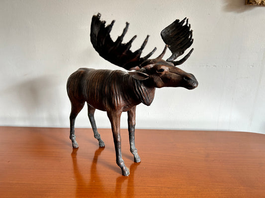 Liberty Style Leather Moose Decorative Vintage Animal Figure Sculpture